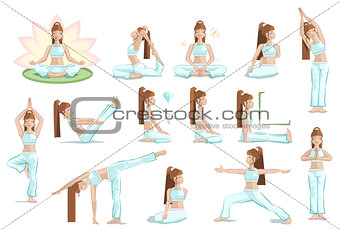 Big set yoga female pose