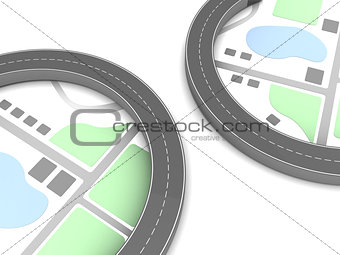 3d roads and map