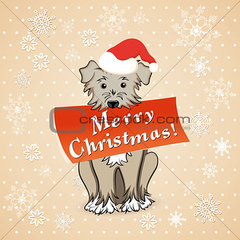 christmas card with cartoon dog