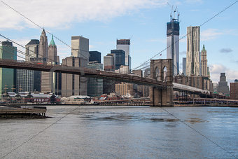 Manhattan and Brooklyn bridge view