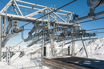 Top of a cable car lift in a ski resort