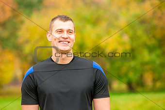 Horizontal portrait of a handsome male athlete