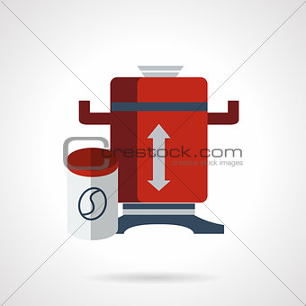 Red coffee grinder flat vector icon