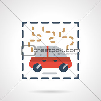 Burning car abstract flat vector icon
