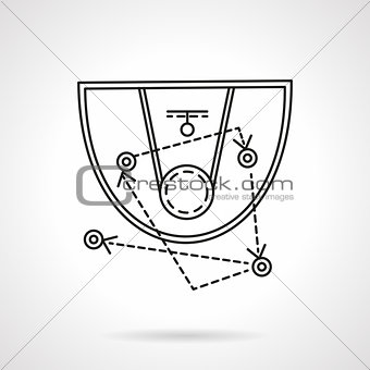 Basketball tactic flat line vector icon