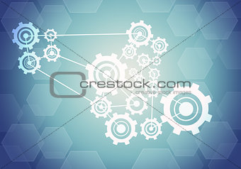 Abstract background with connected cogs