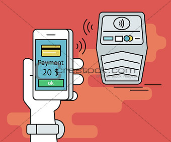 Illustration of mobile payment via smartphone nfc function