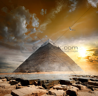 Pyramid under clouds