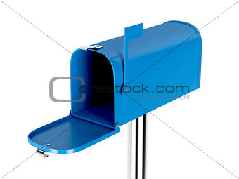Empty blue mailbox