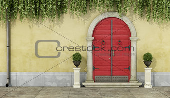 Classic facade with red doorway