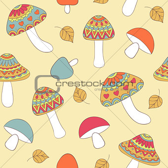 seamless pattern with abstract mushrooms