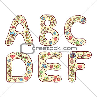 colorful hand drawn letters on white background
