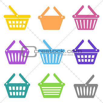 Colorful vector shopping basket icons