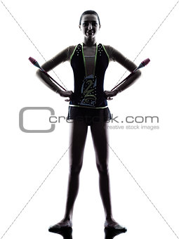 Rhythmic Gymnastics teeenager girl silhouette