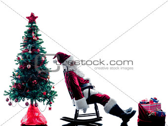 santa claus Tired  silhouette isolated