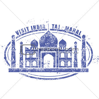 Stamp with Taj Mahal palace - visit India