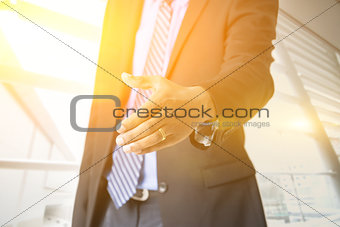 Business people hand offering handshake
