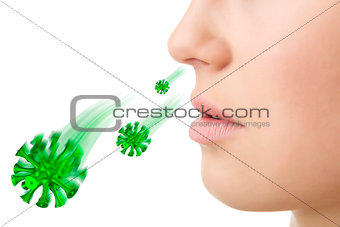 nose of woman with virus