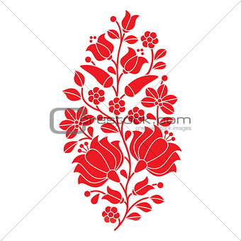 Hungarian red folk pattern - Kalocsai embroidery with flowers and paprika