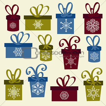 Set of Vector Christmas Boxes