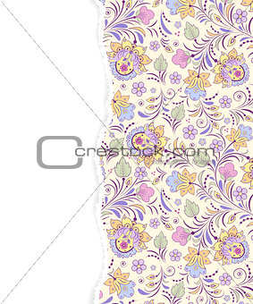 floral pattern with torn paper