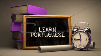 Learn Portuguese - Chalkboard with Inspirational Text.