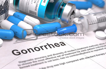 Gonorrhea Diagnosis. Medical Concept. Composition of Medicaments.