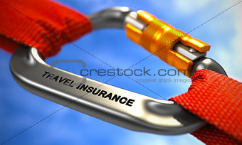 Travel Insurance on Chrome Carabine with Red Ropes.
