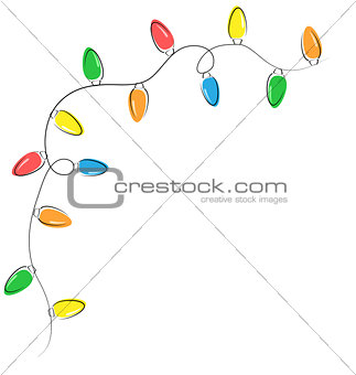 flat Christmas lights isolated on white