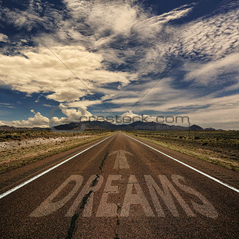 Conceptual Image of Road With the Word Dreams