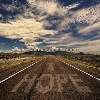 Conceptual Image of Road With the Word Hope