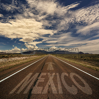 Desert Road With the Word Mexico