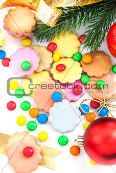 Colorful Christmas cookies and candies