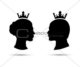 king and queen heads, king and queen face vector silhouette