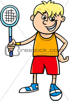 boy with tennis racket cartoon