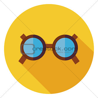 Flat Accessory Glasses Circle Icon with Long Shadow