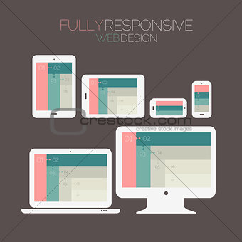 Responsive webdesign technology page design template on dark background