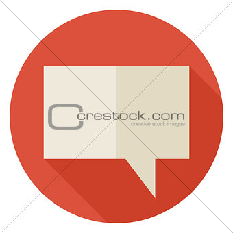 Flat Dialing Speaking Cloud Circle Icon with Long Shadow