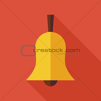 Flat Ringing Bell Illustration with long Shadow