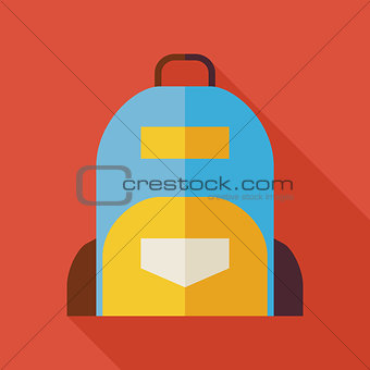 Flat School Bag Illustration with long Shadow