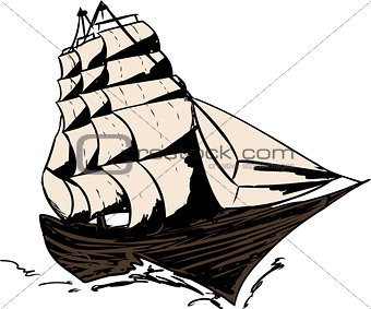 Isolated Clipper Ship