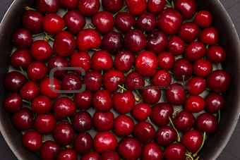 Top view of red cherry 