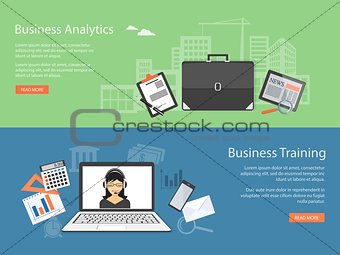 design for website of business training, analytics