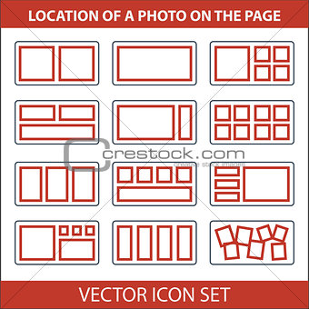 Icon set of location photos on page photobook