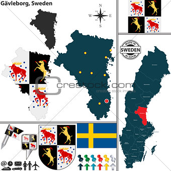 Map of Gavleborg, Sweden