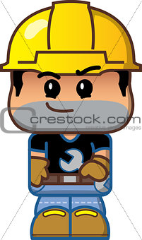 Cute Cartoon Construction Worker