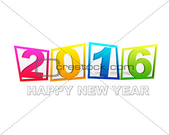 happy new year 2016 in flat colored tablets