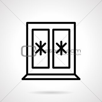 Window with snowflakes black line vector icon