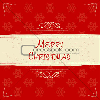 merry christmas in retro beige frame, greeting card