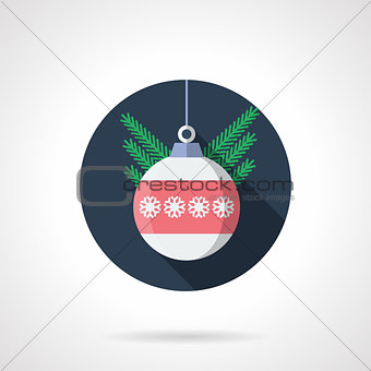 Round flat color vector icon for Christmas ball